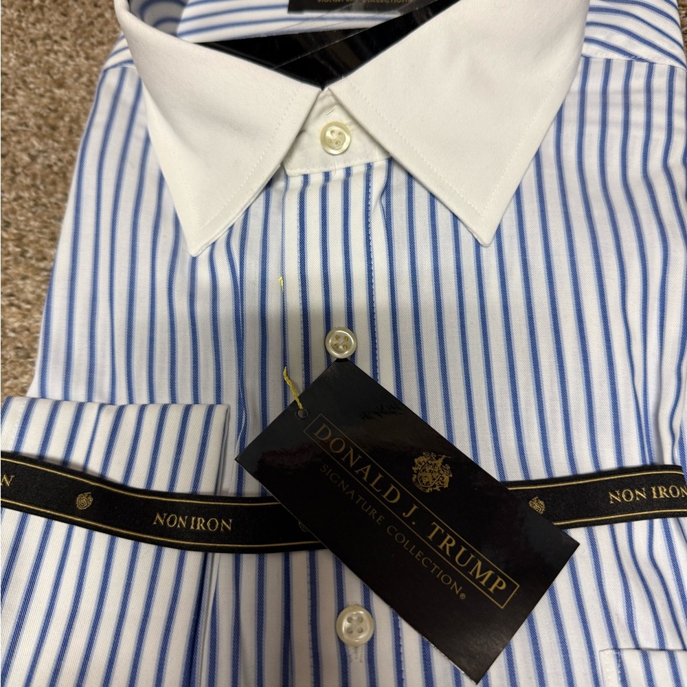 Donald Trump Blue and White Striped Dress Shirt - Picture 2 of 5